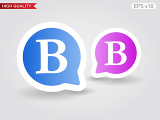 Colored icon or button of B letter symbol with background