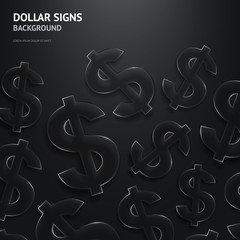 Vector background with glossy, transparent dollar signs.