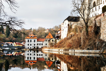 Beautiful view to castle and river Vltava in Cesky Krumlov, Czech Republic