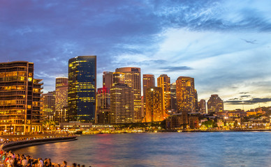 Skyscrapers of the Sydney central business district in the evening