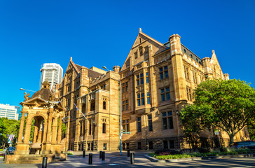 Fototapeta na wymiar Land Titles Office, a sandstone Neo-Gothic building in Sydney