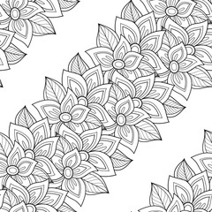 Vector Seamless Monochrome Floral Pattern