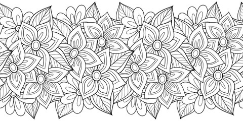 Vector Seamless Monochrome Floral Pattern