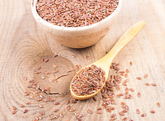 Linseed, flax seeds - concept of healthy nutrition.