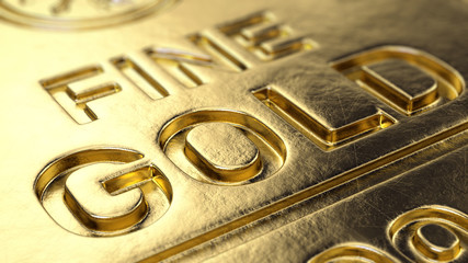 Fine Gold Bar macro - 3d illustration
