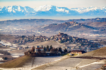 Castles and mountains in northern italy, langhe region, piedmont