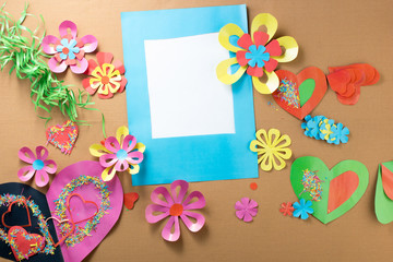 Photo frame of multicolour handmade paper