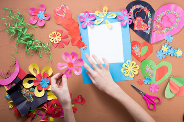 Photo frame of multicolour handmade paper