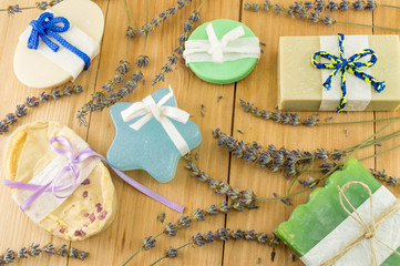 handmade soaps with ribbons