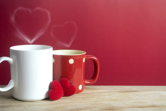 Two Coffee Cup And Two Heart