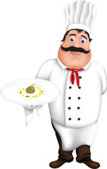 Chef, takes ratatouille sauce restaurant plate