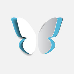 Vector illustration of paper origami blue buttrfly