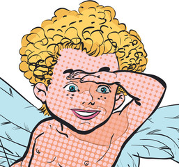 Funny little cupid aiming at someone