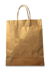 Brown paper bag isolated on white background