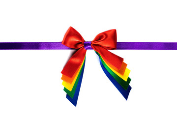 Rainbow gift ribbon bow