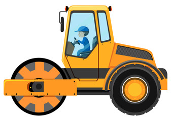 Man driving road roller