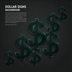 Vector background with glossy, transparent dollar signs.