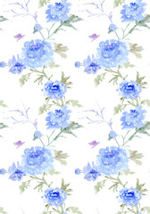 stylish seamless texture with floral pattern. watercolor paintin