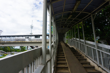 upstairs at pedestrian bridge photo taken in Jakarta Indonesia