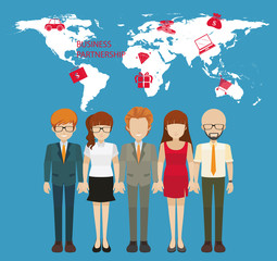 Infographic with people and business partnership