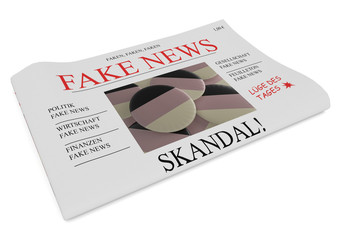 Fake News Germany Concept: Newspaper Front Page, 3d illustration on white background
