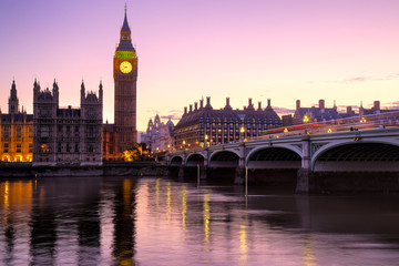 Fototapeta na wymiar Big Ben and Westminster bridge in London, Uk.