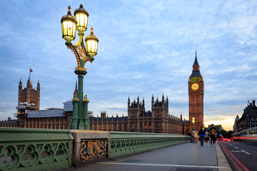 Big Ben and Westminster bridge in London, Uk.