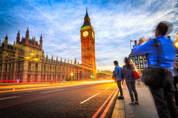 Big Ben and Westminster bridge in London, Uk.