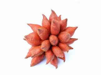 Fototapeta premium Wintergreen shell on white background, Salak Palm fruit, tropical fruit in Thailand.
