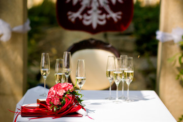 Traditional polish wedding champagne detail