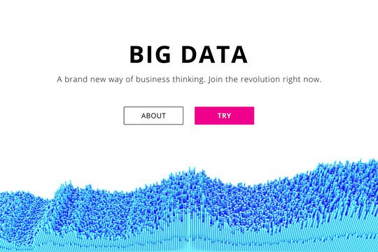 Big data visualization. Futuristic infographic. Business technology. Website hero section. Abstract diagram chart graph. Blue background. 3D illustration