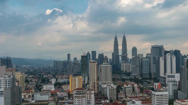 Kuala Lumpur city skyline timelapse, Kuala Lumpur, Malaysia, 4K Time lapse