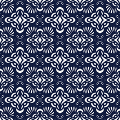 Seamless Blue Japanese Background Curve Fan Cross Kaleidoscope