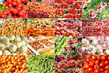  fruits and vegetables in a farmers market
