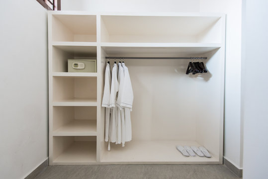 Bathrope, safe box and cloth hanger in wardrope