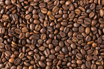 texture of roasted coffee in beans