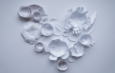 3d floral frame, white paper flowers
