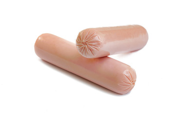 Hot dog sausages on a white background