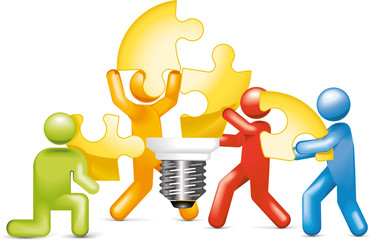 Light Bulb jigsaw idea construction group