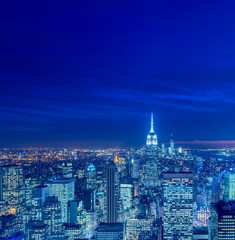 View of New York Manhattan during sunset hours