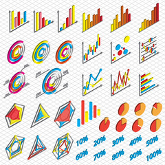 illustration of info graphic chart icons set concept in isometric 3d graphic
