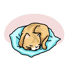 Cat was sleep vector illustration rough outline 