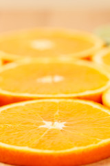 Fototapeta premium Closeup of Orange slice, low focus