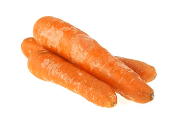Ripe carrots isolated on a white background