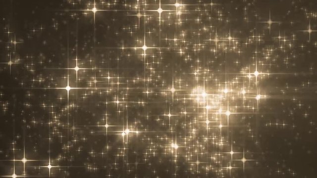 Background color movement. Universe gold dust with stars. Motion abstract of particles. VJ Seamless loop.