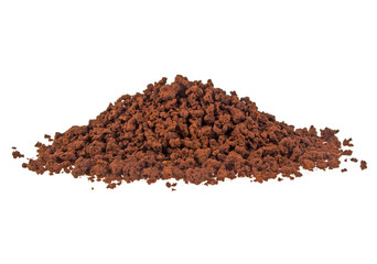 Pile of instant coffee grains isolated on white background