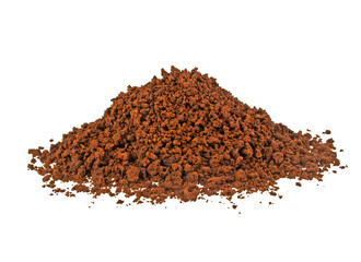 Pile of instant coffee grains isolated on white background