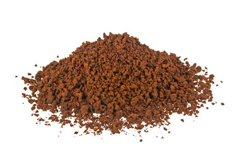 Pile of instant coffee grains isolated on white background