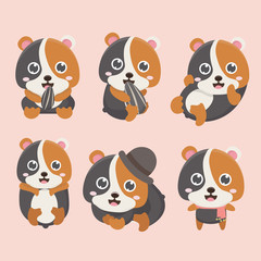 Cartoon hamster vector set.

