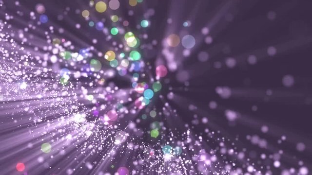  Space with the lilac particles and waves. Loop Background Animation.